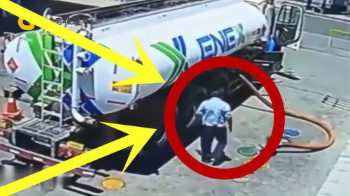 生死一瞬間 輸油罐車突發(fā)險情，司機緊急應對避免災難
